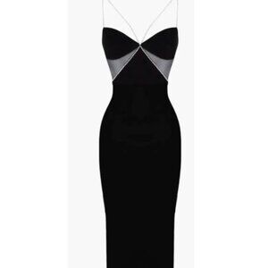 Heiress Beverly Hills Black Diamanté Strap Cutout Dress